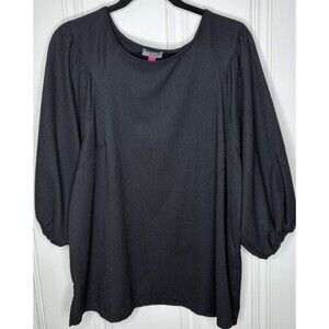 Vince Camuto Black Plus Size Top Size 1X 3/4 Puff Sleeve Peasant Capsule flowy